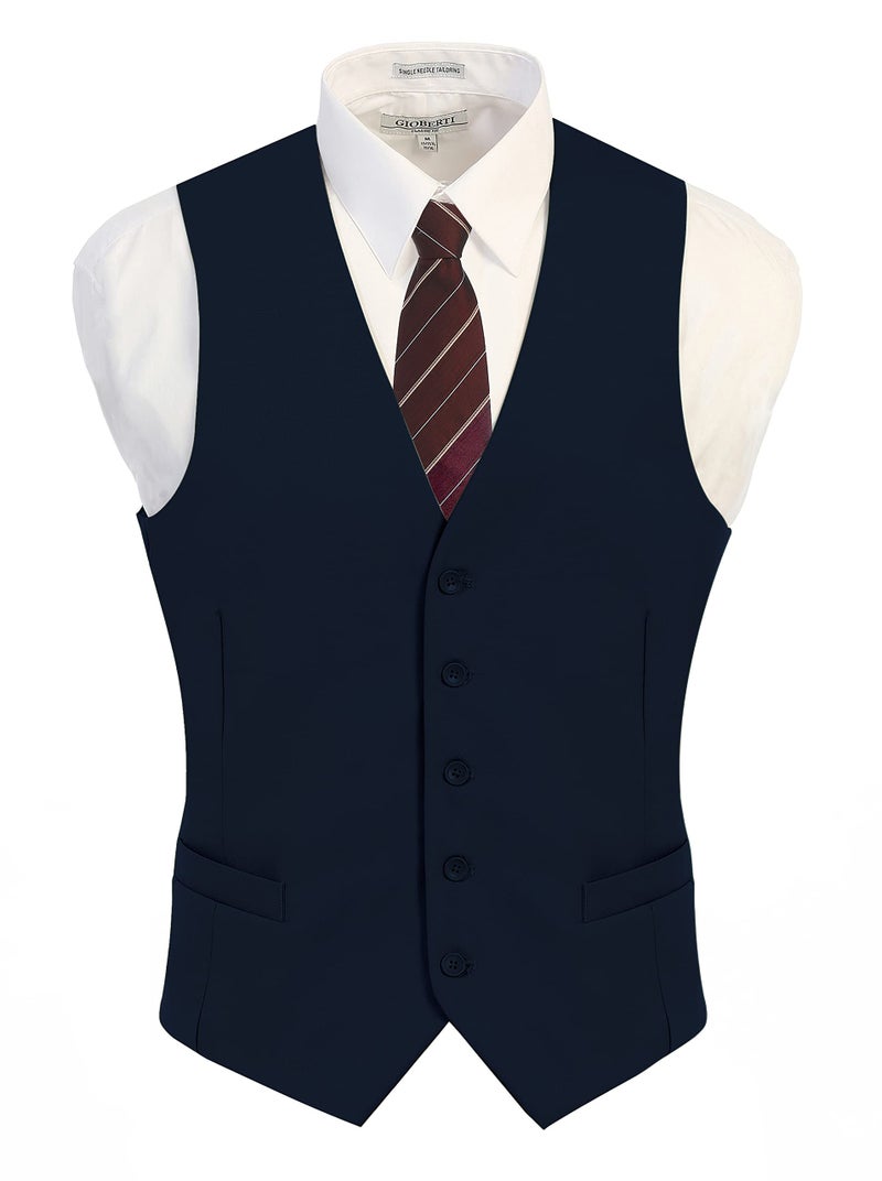 Gioberti Men's Formal Suit Vest Fit for Business or Casual Dress, Navy, 5X-Large - Image 2